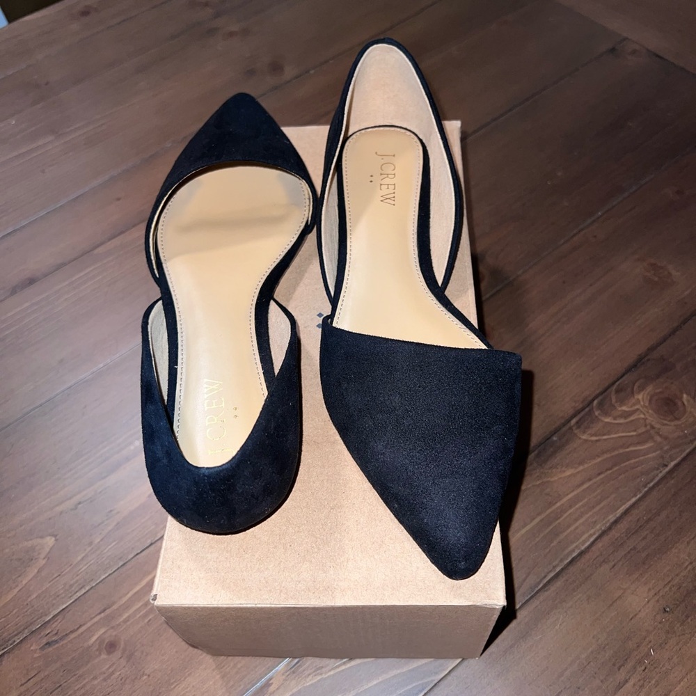 J. Crew Women's Black Suede Flats. Only worn in home once. Smoke free home